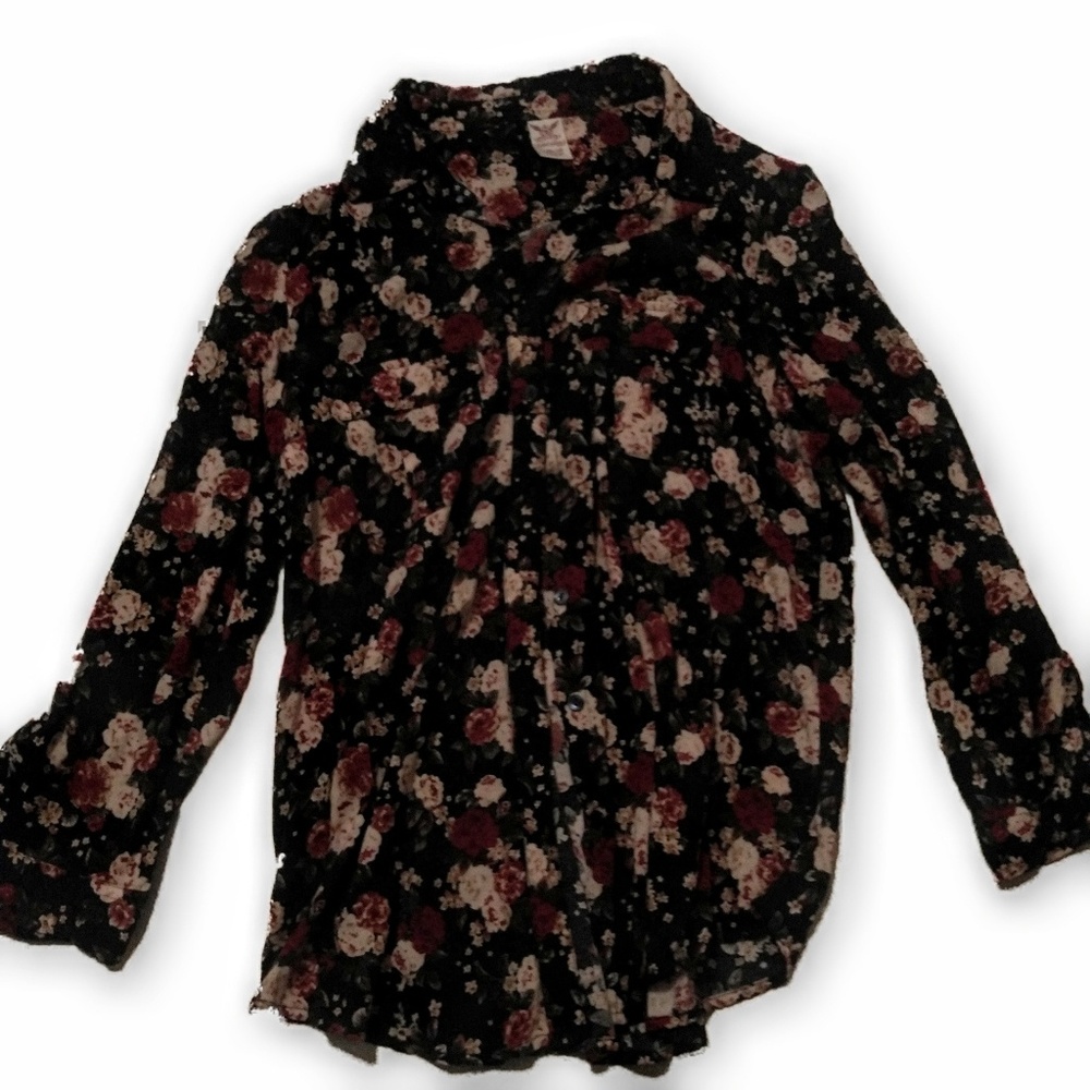 Floreal blue long sleeve button up